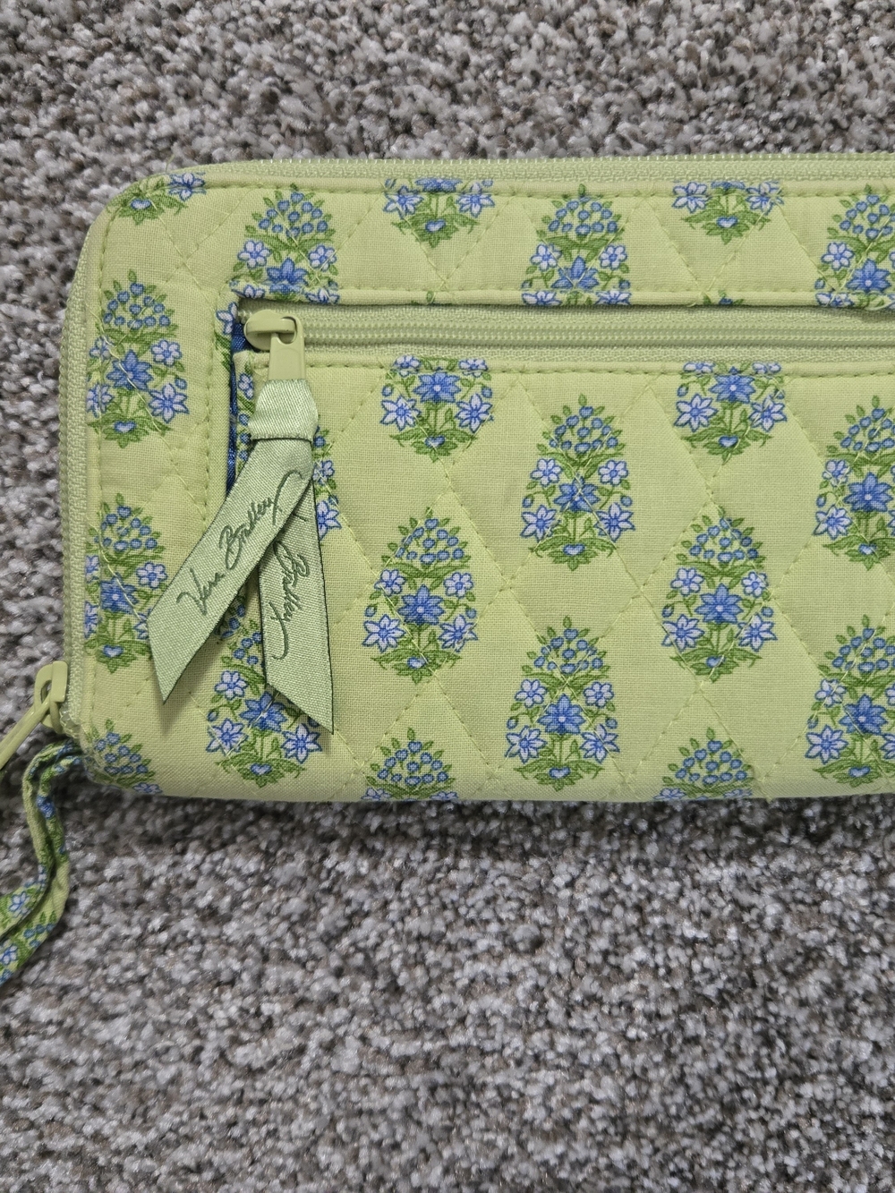 Vera Bradley Lime Green Quilted Floral Wristlet